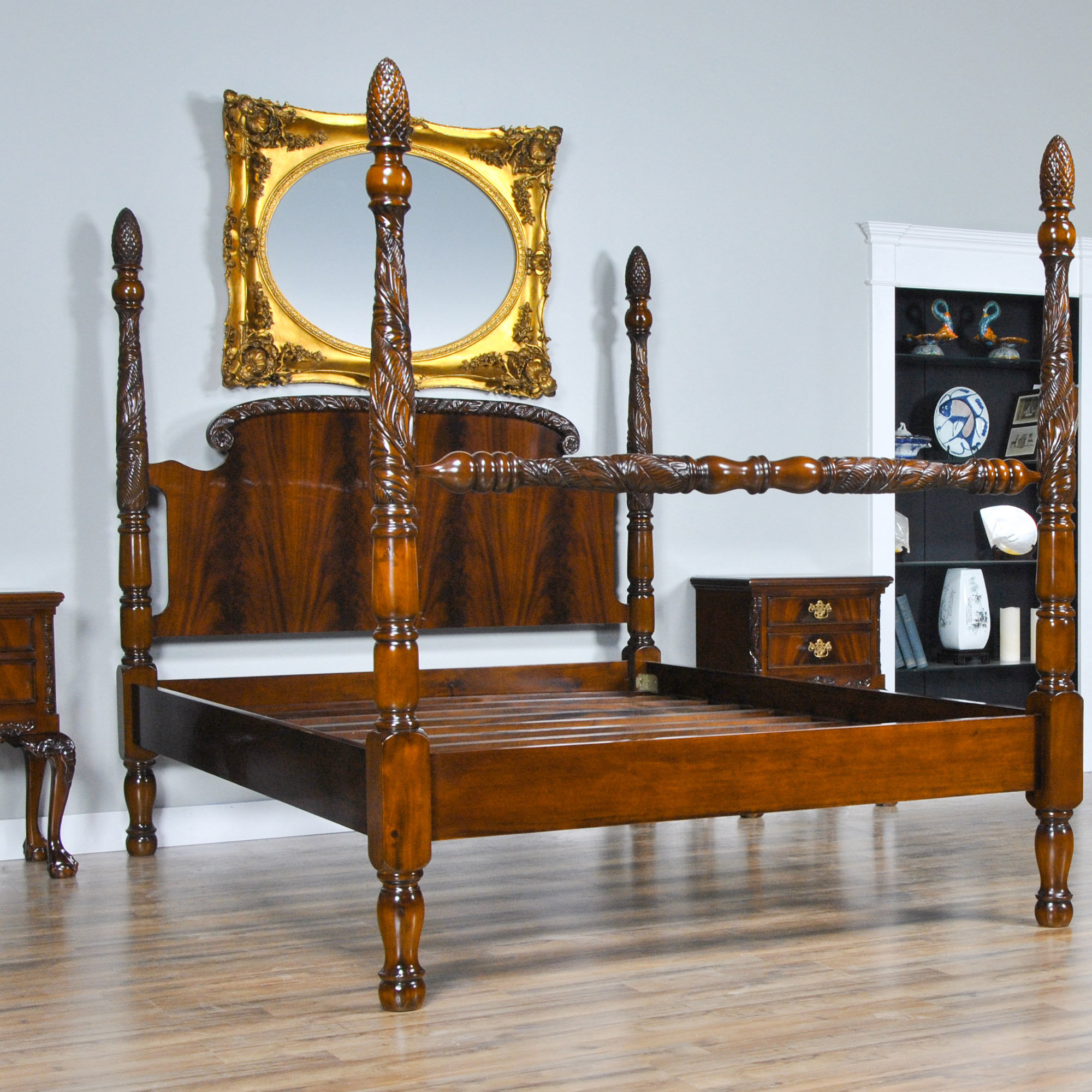 Wooden four poster bed frame sales